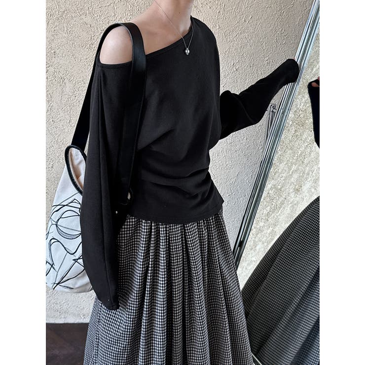 オフショルダー ドレープ ニットトップス | Bifrost | 詳細画像6 