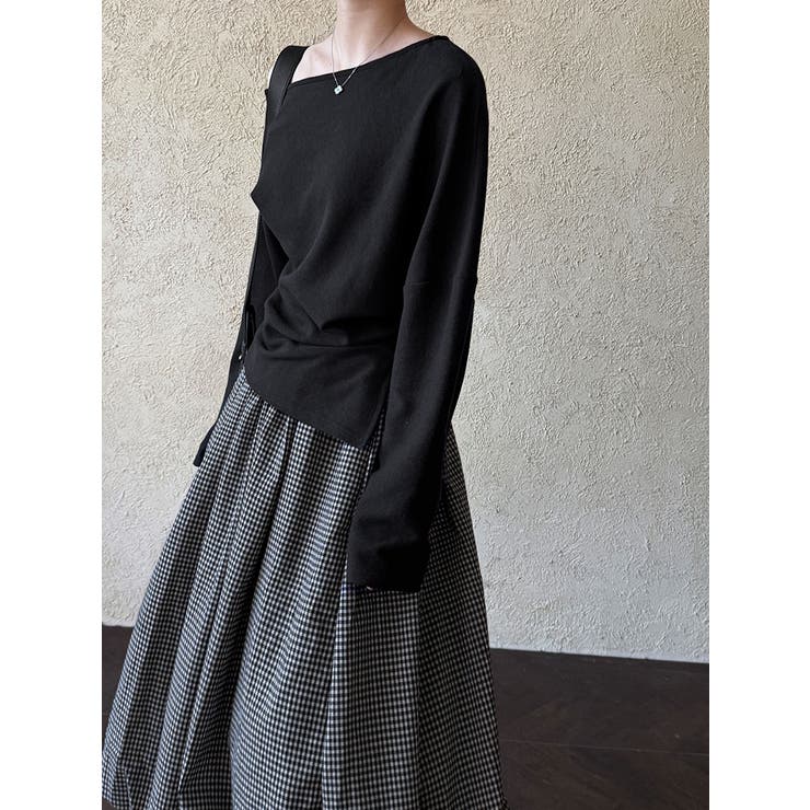 オフショルダー ドレープ ニットトップス | Bifrost | 詳細画像8 