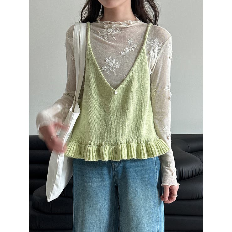 グリーン | V ネック ニットキャミソール | Bifrost