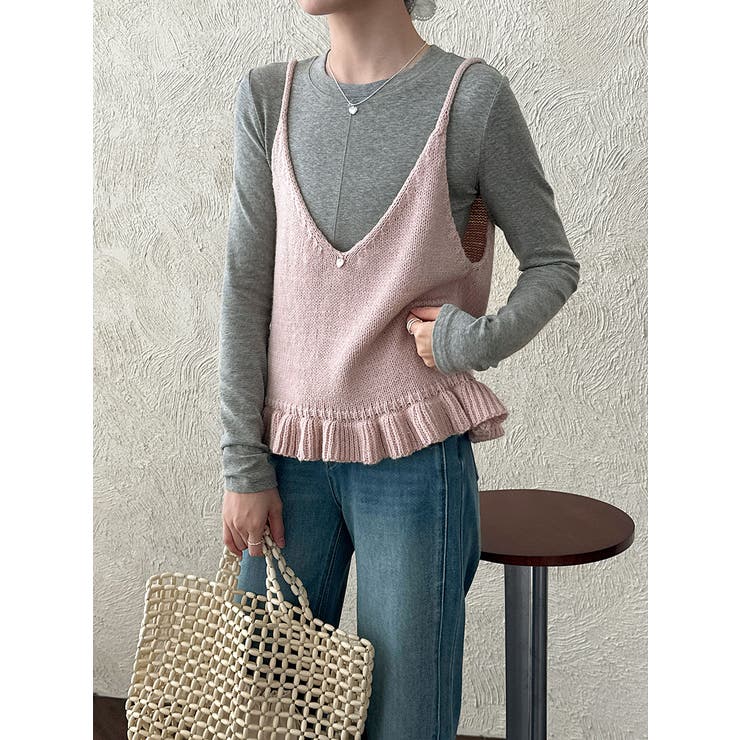 ピンク | V ネック ニットキャミソール | Bifrost