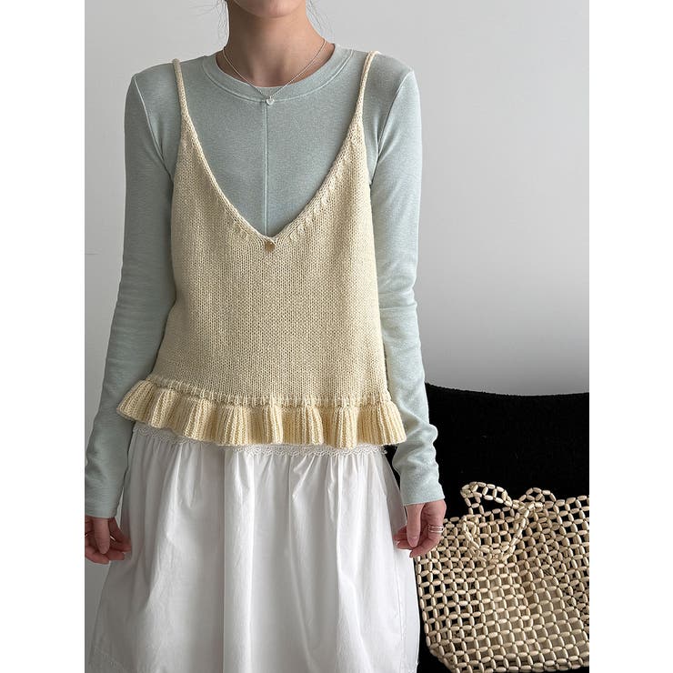 イエロー | V ネック ニットキャミソール | Bifrost