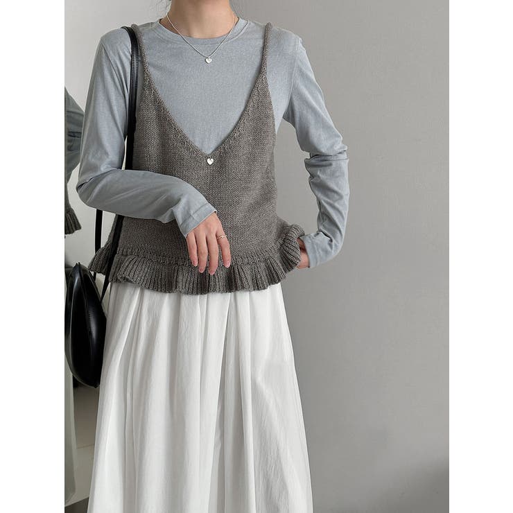 グレー | V ネック ニットキャミソール | Bifrost