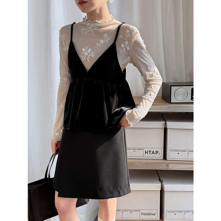 ブラック | V ネック ベロア キャミソール レイヤード | Bifrost