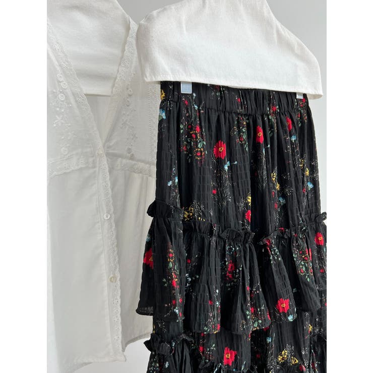 フラワープリント ティアードスカート スリット入り | Bifrost | 詳細画像9 