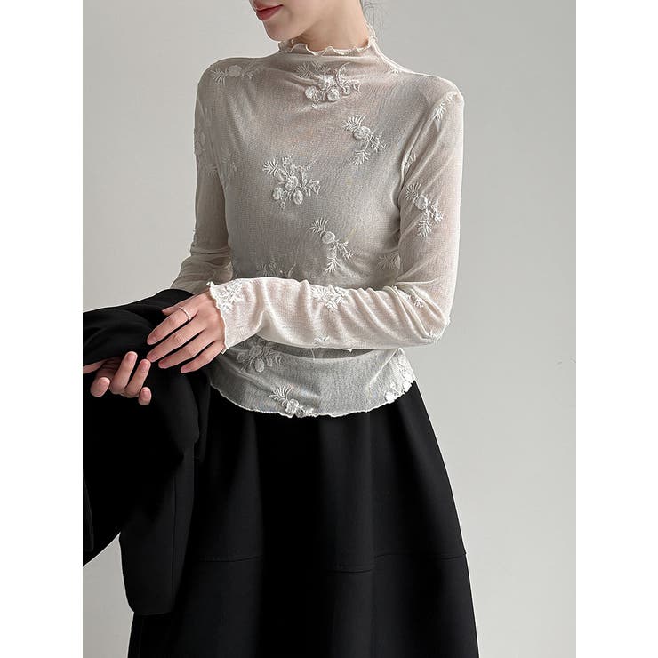 刺繍 ハイネック シアートップス | Bifrost | 詳細画像1 