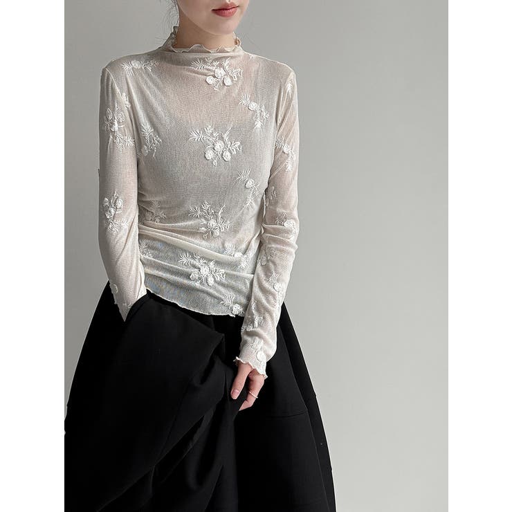 刺繍 ハイネック シアートップス | Bifrost | 詳細画像2 