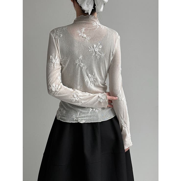 刺繍 ハイネック シアートップス | Bifrost | 詳細画像4 