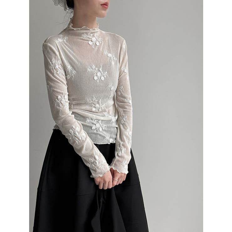 刺繍 ハイネック シアートップス | Bifrost | 詳細画像5 