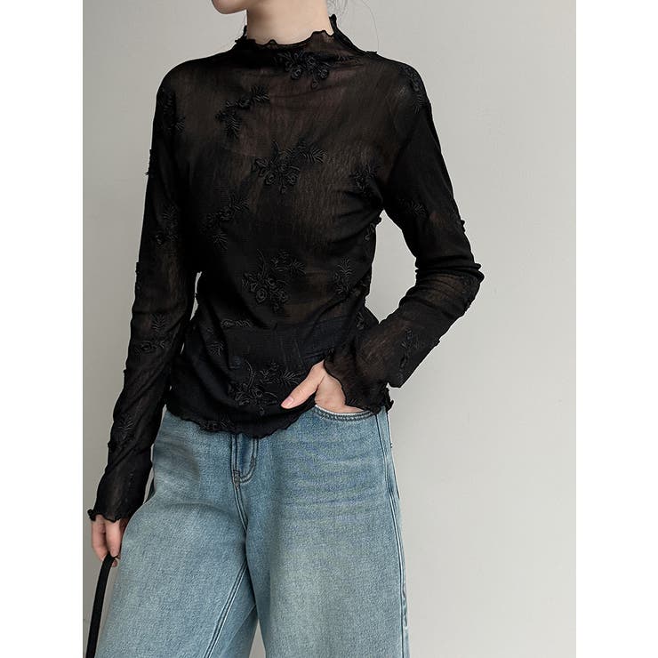 刺繍 ハイネック シアートップス | Bifrost | 詳細画像15 