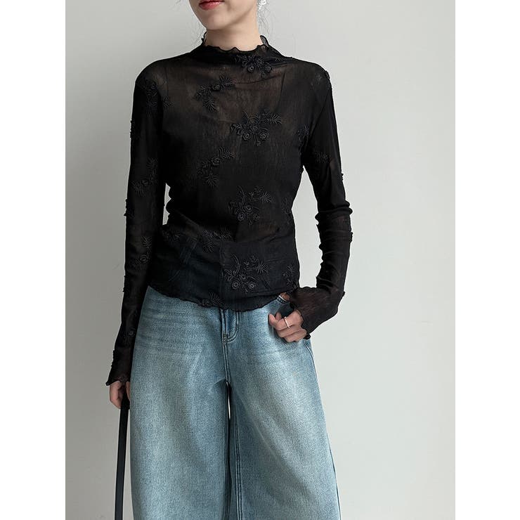 刺繍 ハイネック シアートップス | Bifrost | 詳細画像17 