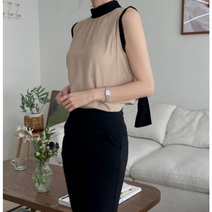 ハイネック バックリボン ノースリーブトップス | Bifrost | 詳細画像1 