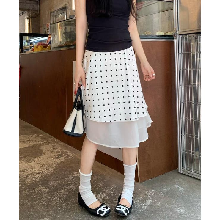 ホワイト | シースルー レイヤード ドットスカート | Bifrost