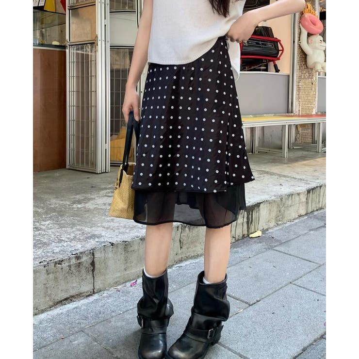 ブラック | シースルー レイヤード ドットスカート | Bifrost