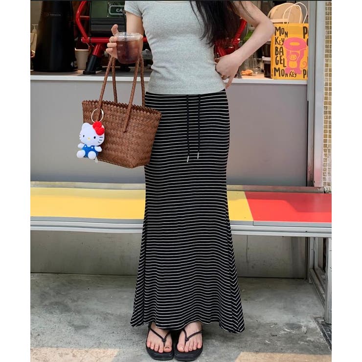 ドローストリング ボーダー マキシスカート | Bifrost | 詳細画像2 