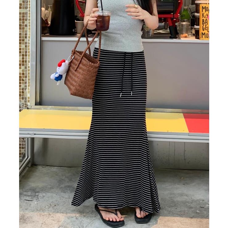 ドローストリング ボーダー マキシスカート | Bifrost | 詳細画像3 