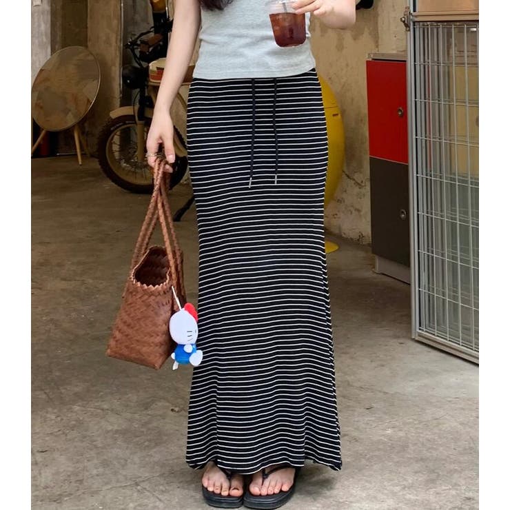 ドローストリング ボーダー マキシスカート | Bifrost | 詳細画像5 