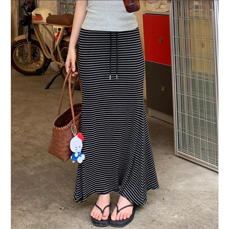 ドローストリング ボーダー マキシスカート | Bifrost | 詳細画像7 