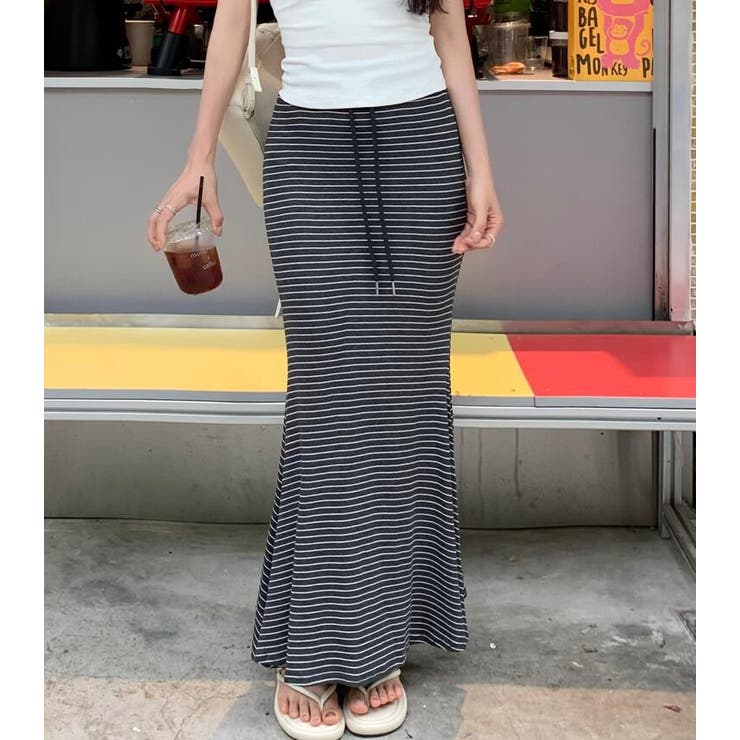 ドローストリング ボーダー マキシスカート | Bifrost | 詳細画像8 