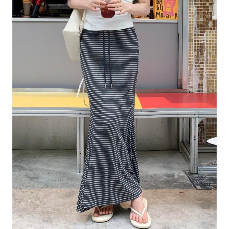 ドローストリング ボーダー マキシスカート | Bifrost | 詳細画像9 