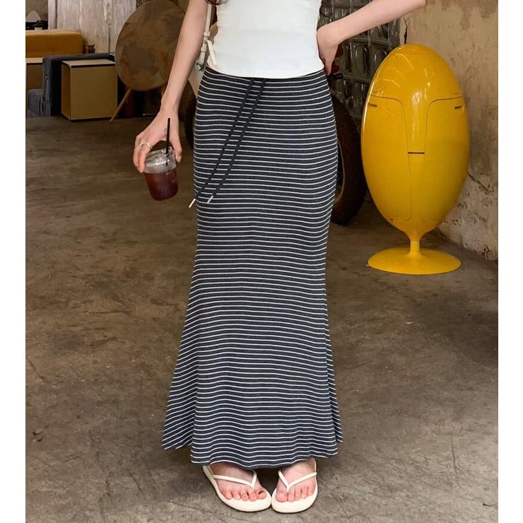 ドローストリング ボーダー マキシスカート | Bifrost | 詳細画像10 