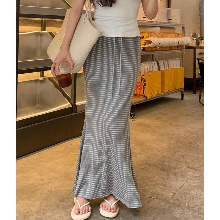 ドローストリング ボーダー マキシスカート | Bifrost | 詳細画像11 