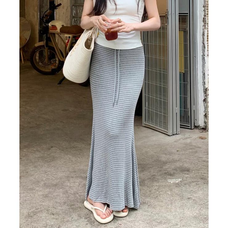 ドローストリング ボーダー マキシスカート | Bifrost | 詳細画像12 