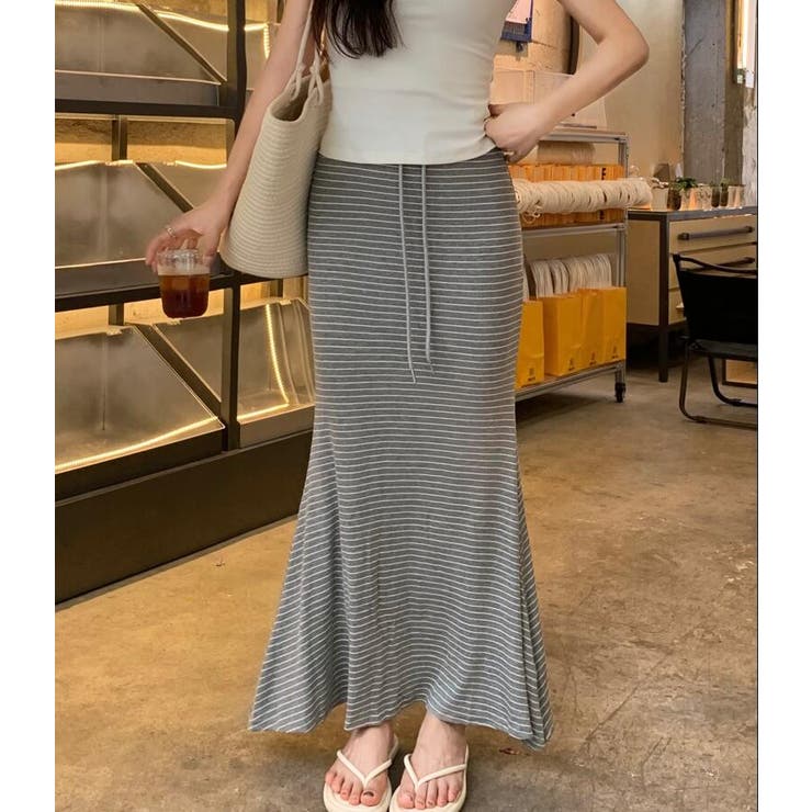 ドローストリング ボーダー マキシスカート | Bifrost | 詳細画像13 