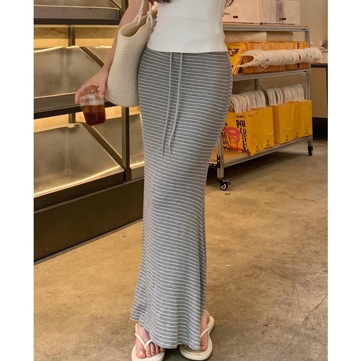 ドローストリング ボーダー マキシスカート | Bifrost | 詳細画像14 