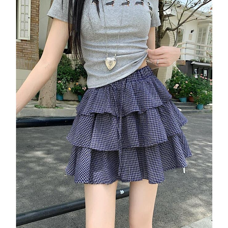 ドローストリング ティアード チェックスカート | Bifrost | 詳細画像2 