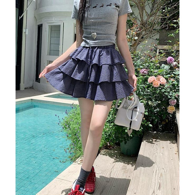 ドローストリング ティアード チェックスカート | Bifrost | 詳細画像5 