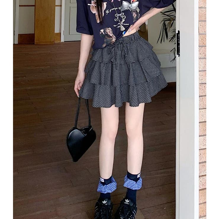 ドローストリング ティアード チェックスカート | Bifrost | 詳細画像11 