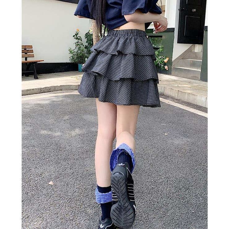 ドローストリング ティアード チェックスカート | Bifrost | 詳細画像12 