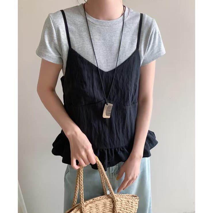 ブラック | ダブルフリル キャミソール | Bifrost