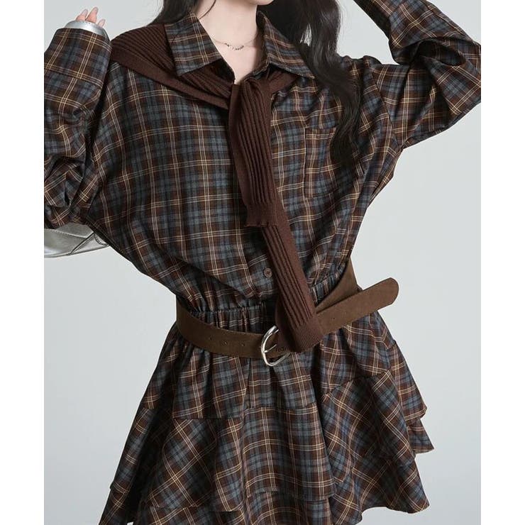 チェック柄 ティアードワンピース | Bifrost | 詳細画像2 