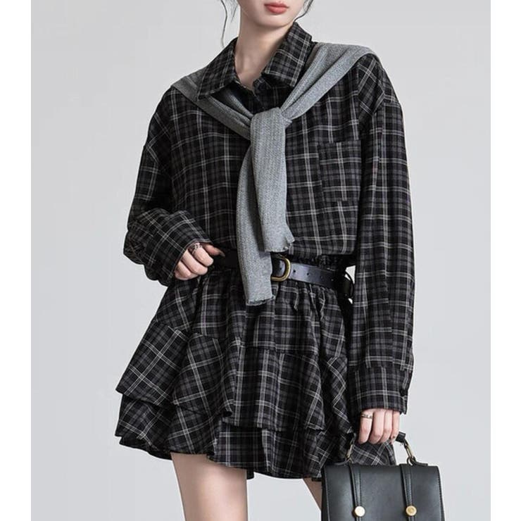 チェック柄 ティアードワンピース | Bifrost | 詳細画像3 