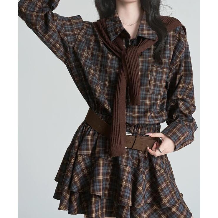 チェック柄 ティアードワンピース | Bifrost | 詳細画像14 