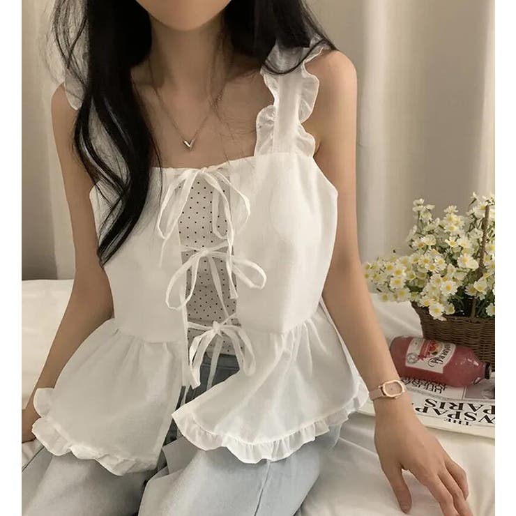 ホワイト | 2way フリル キャミソール | Bifrost