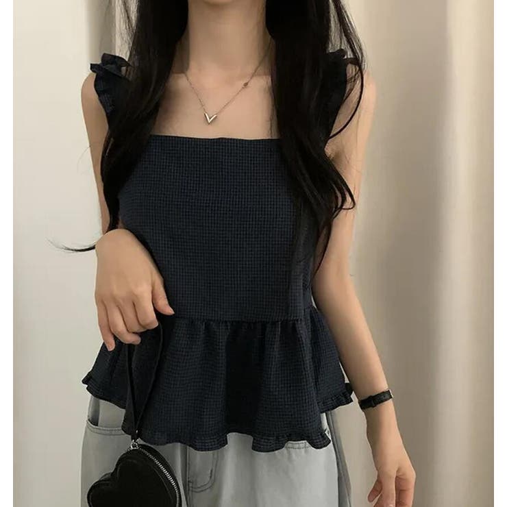 ネイビー | 2way フリル キャミソール | Bifrost