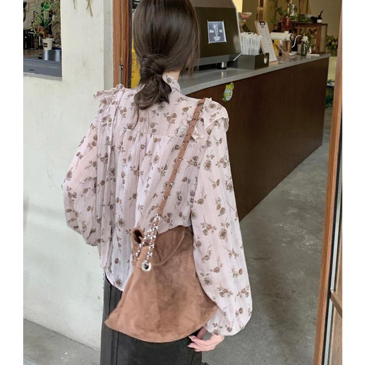 パフスリーブ 花柄 チョーカー付きトップス | Bifrost | 詳細画像7 