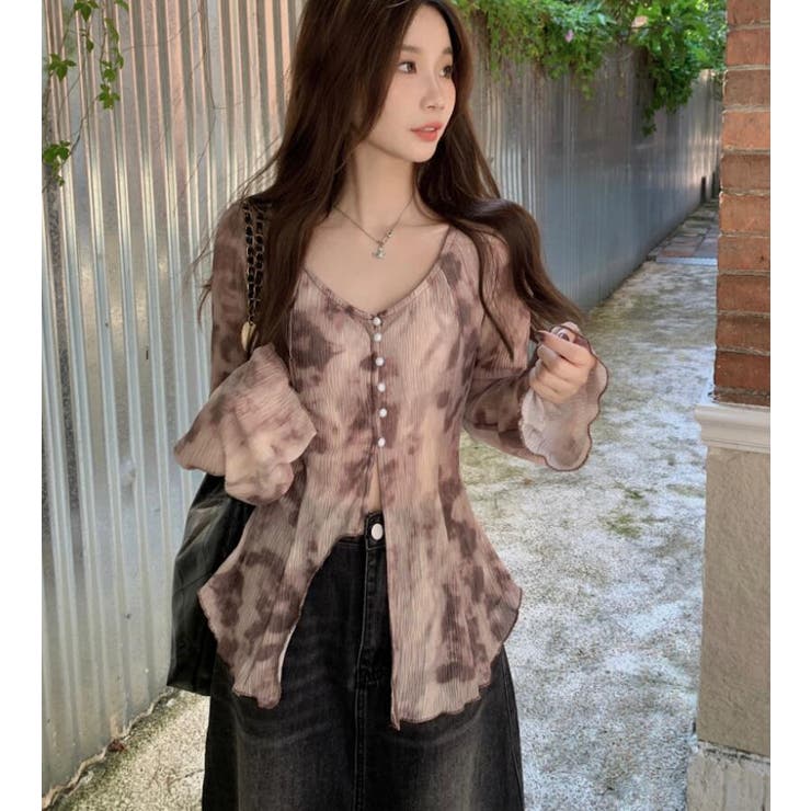 タイダイ柄 スリット フレアスリーブトップス | Bifrost | 詳細画像2 