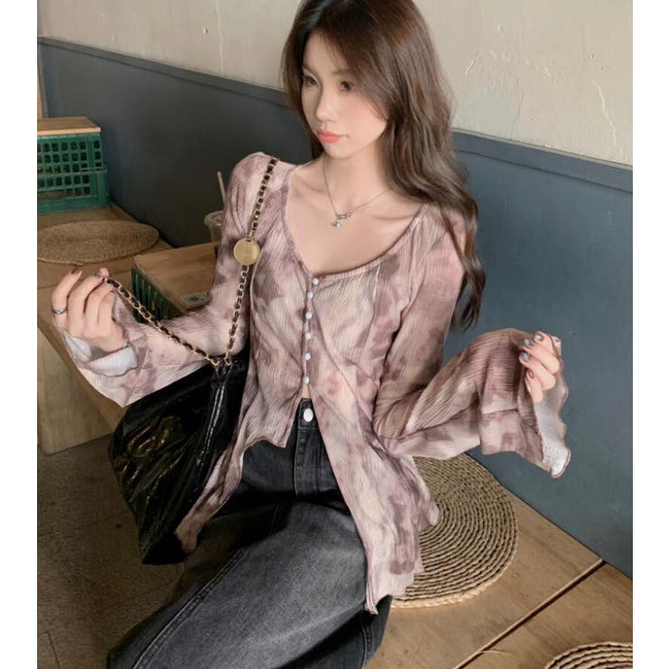 タイダイ柄 スリット フレアスリーブトップス | Bifrost | 詳細画像3 