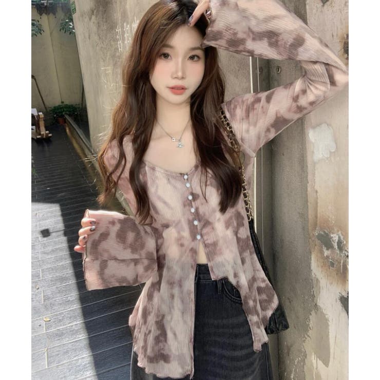 タイダイ柄 スリット フレアスリーブトップス | Bifrost | 詳細画像5 