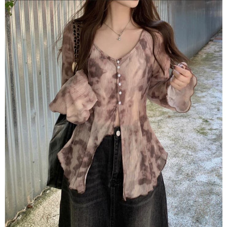 タイダイ柄 スリット フレアスリーブトップス | Bifrost | 詳細画像9 