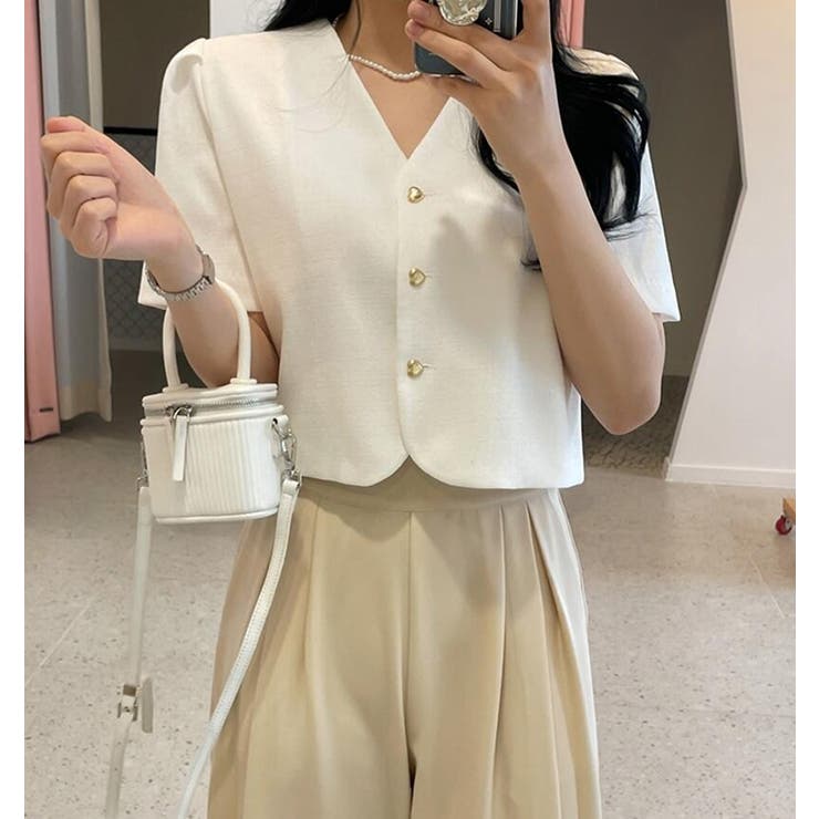 ホワイト | リボンタイ クロップドトップス | Bifrost