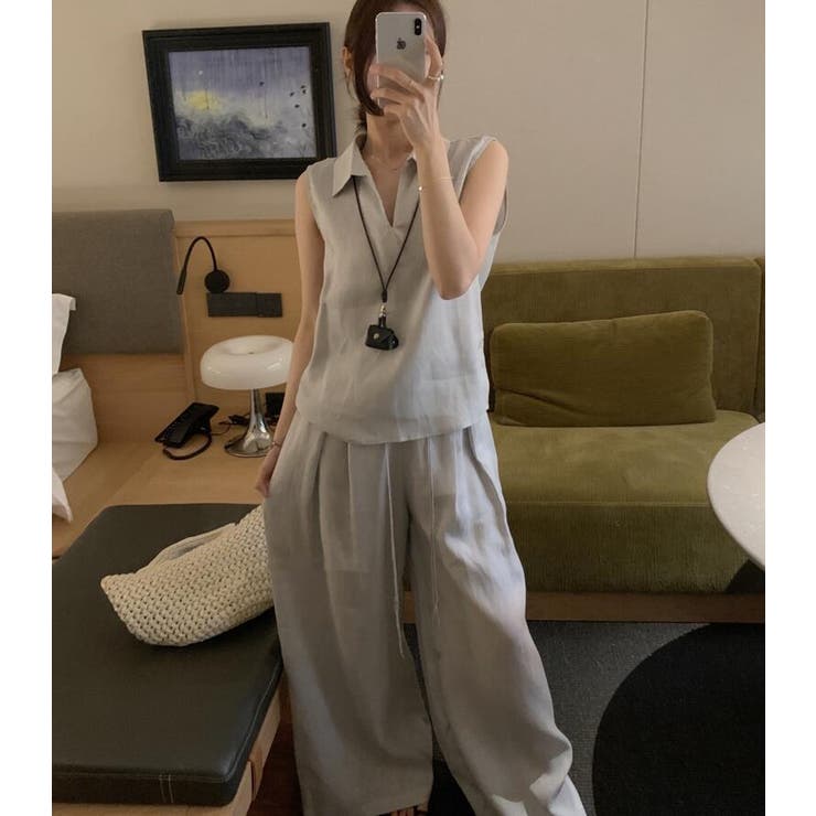 ノースリーブ シャツ ワイドパンツ セットアップ | Bifrost | 詳細画像3 