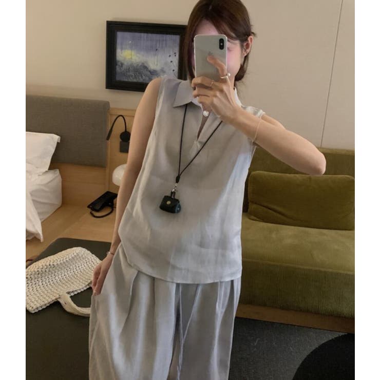 ノースリーブ シャツ ワイドパンツ セットアップ | Bifrost | 詳細画像4 
