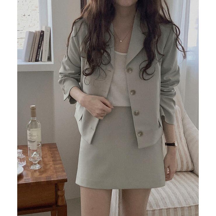 グリーン | ショート丈 ジャケット スカート セット | Bifrost