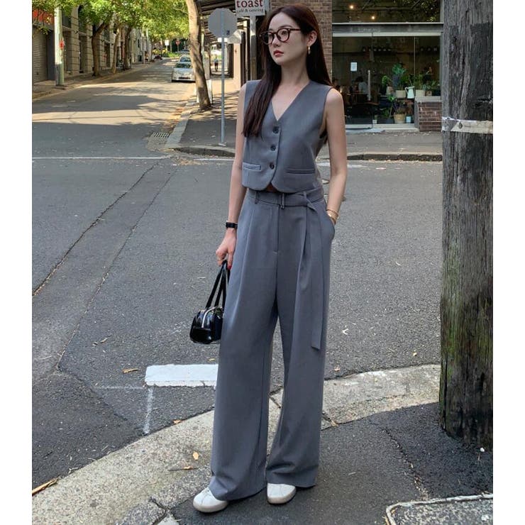 V ネック ベスト ワイドパンツ セットアップ | Bifrost | 詳細画像3 