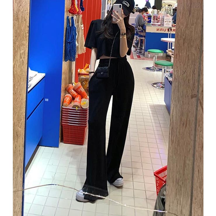 クロップド T スリット入りワイドパンツ セットアップ カジュアル | Bifrost | 詳細画像4 