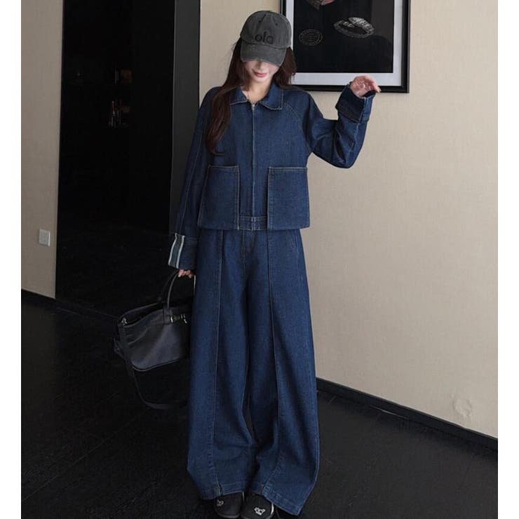 ジップアップ ジャケット ワイドパンツ デニムセットアップ | Bifrost | 詳細画像2 